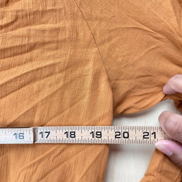 Massimo Dutti Blouse Womens Sz S Embroidered Detail Orange Rust Button Bohemian - Picture 6 of 11